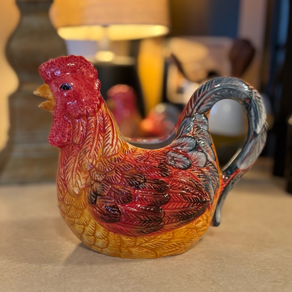 ENESCO small COLORFUL CHICKEN pitcher